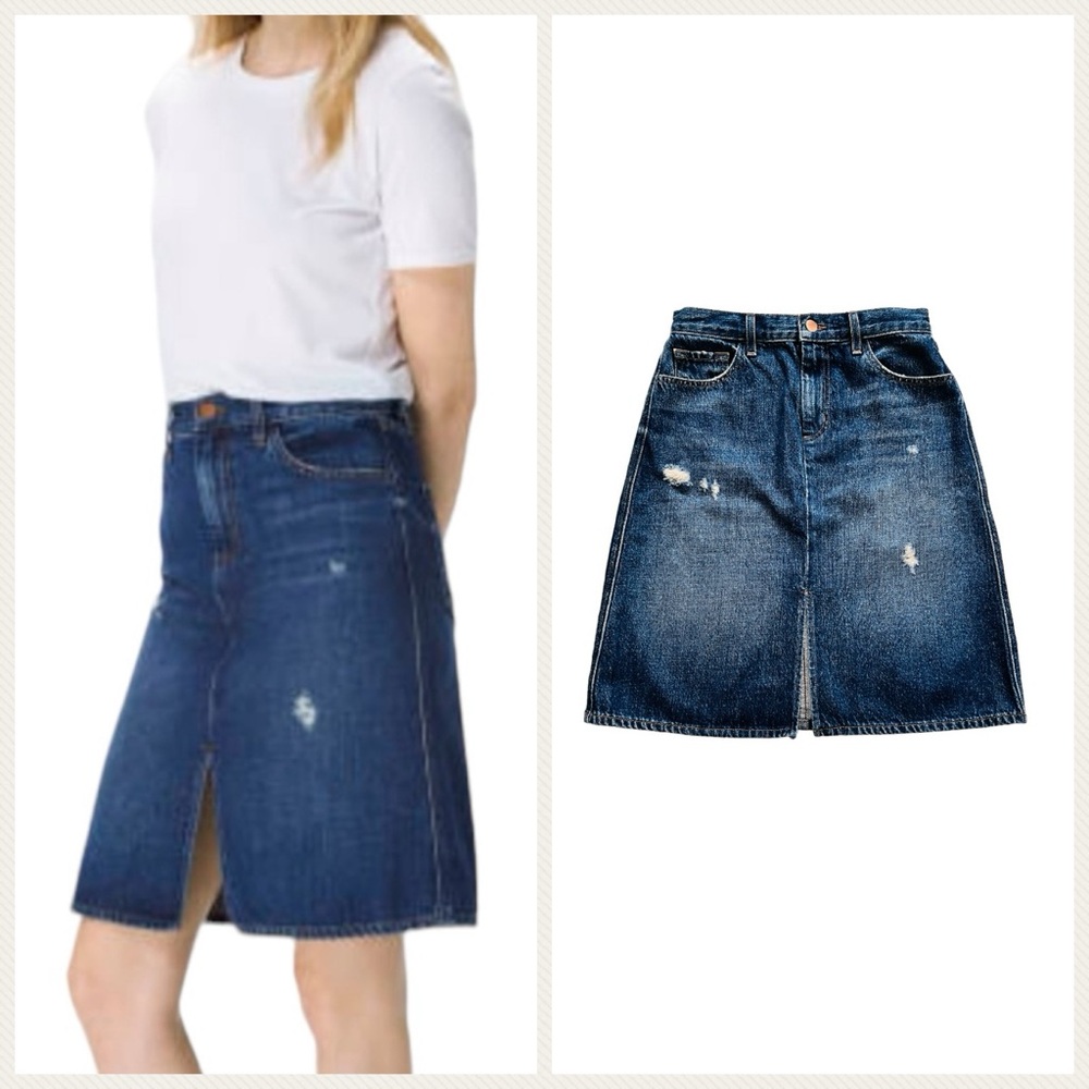 J Brand Carolina Super High Rise Distressed Denim Mini Skirt Size 26
